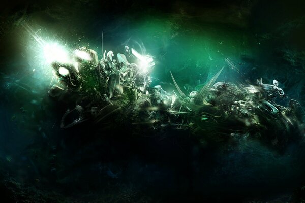 Dark green ocean floor art