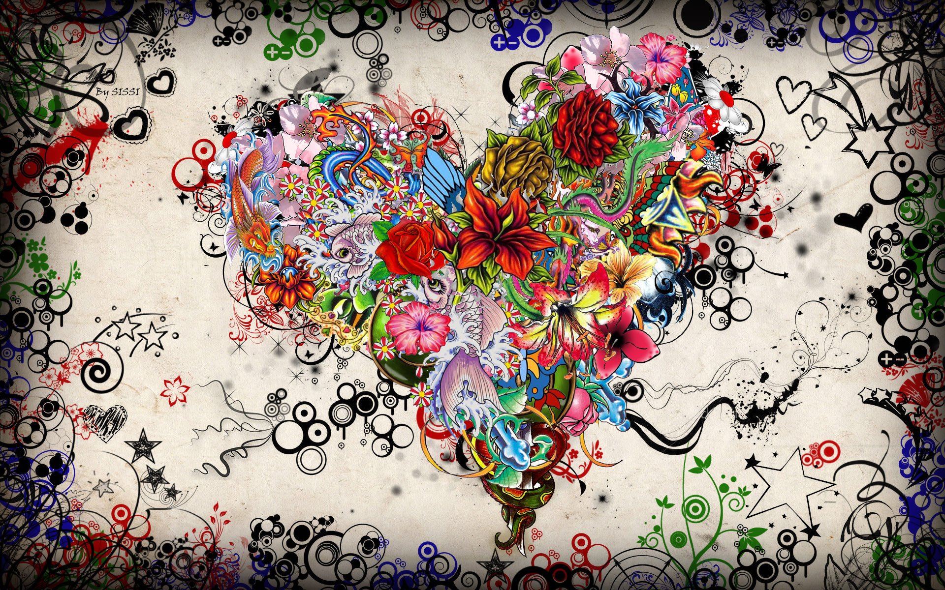 flower heart emotions colorfully