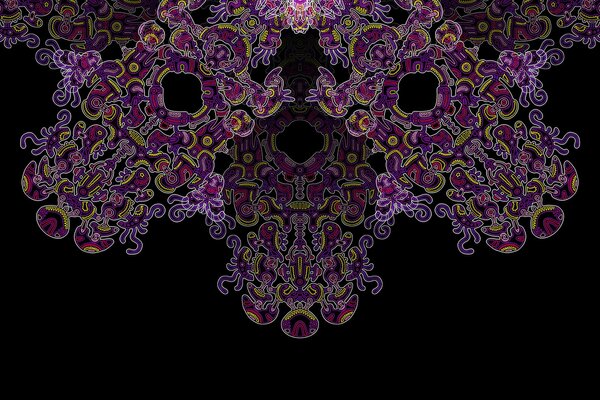 Mandala tons violets sur fond noir