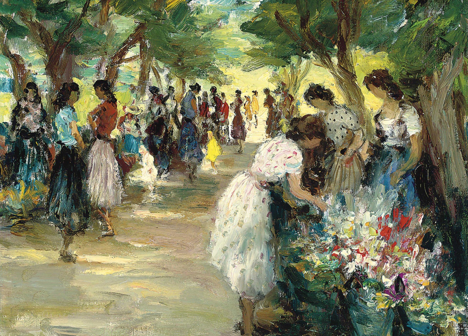 marcel dief marché aux fleurs peinture genre ruelle gens fleurs