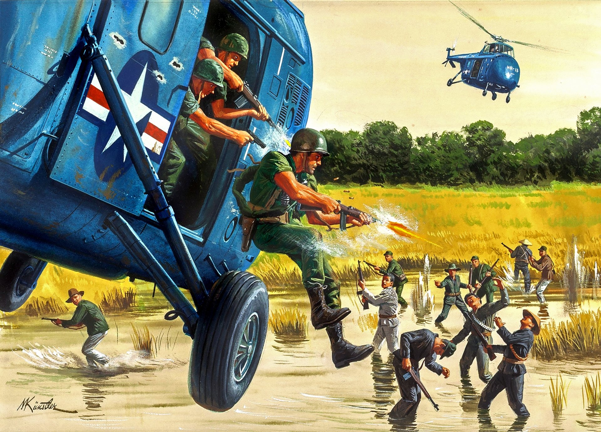 mort künstler hubschrauber soldaten landung schlacht