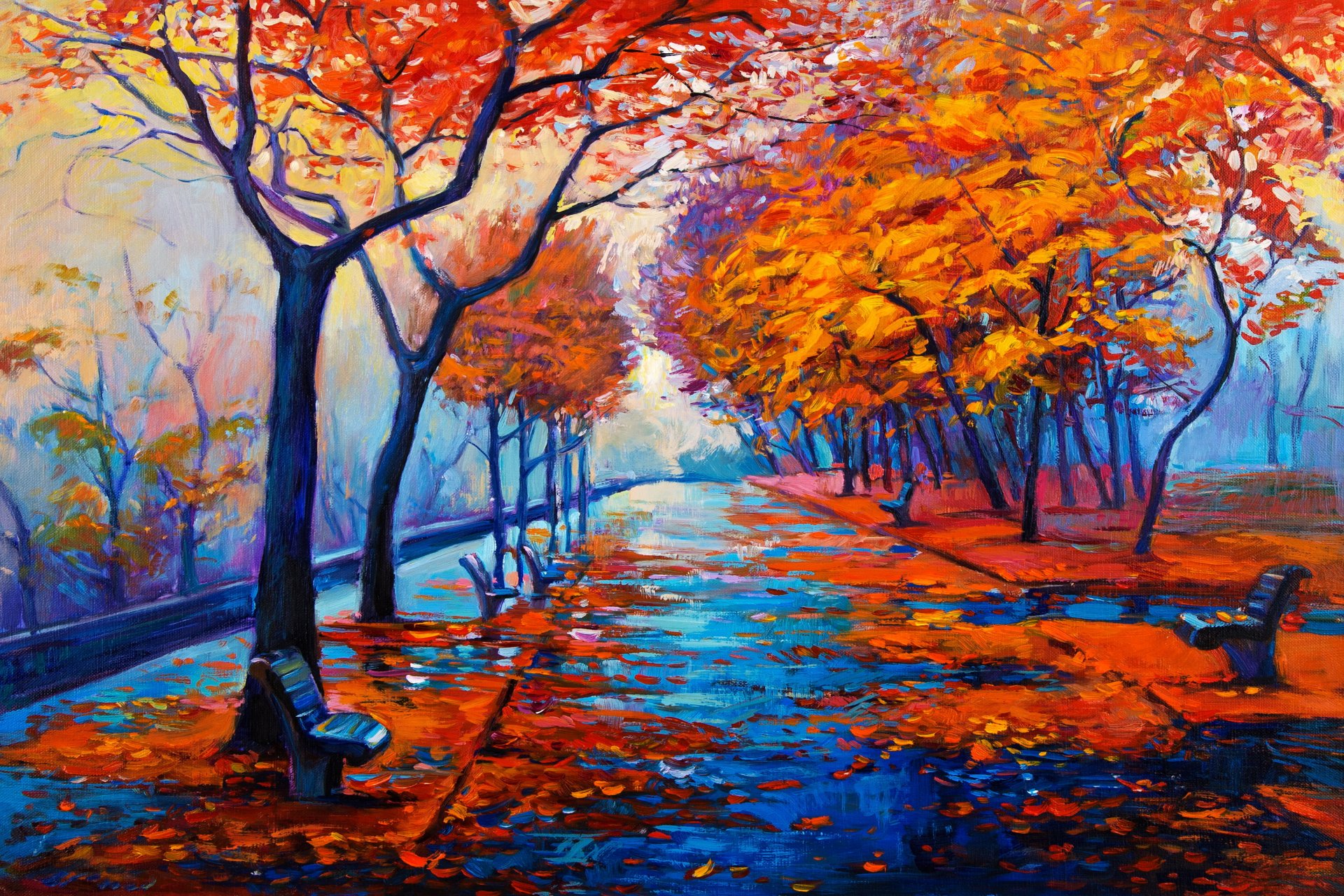 painting landscape autumn oil watercolor pattern paint