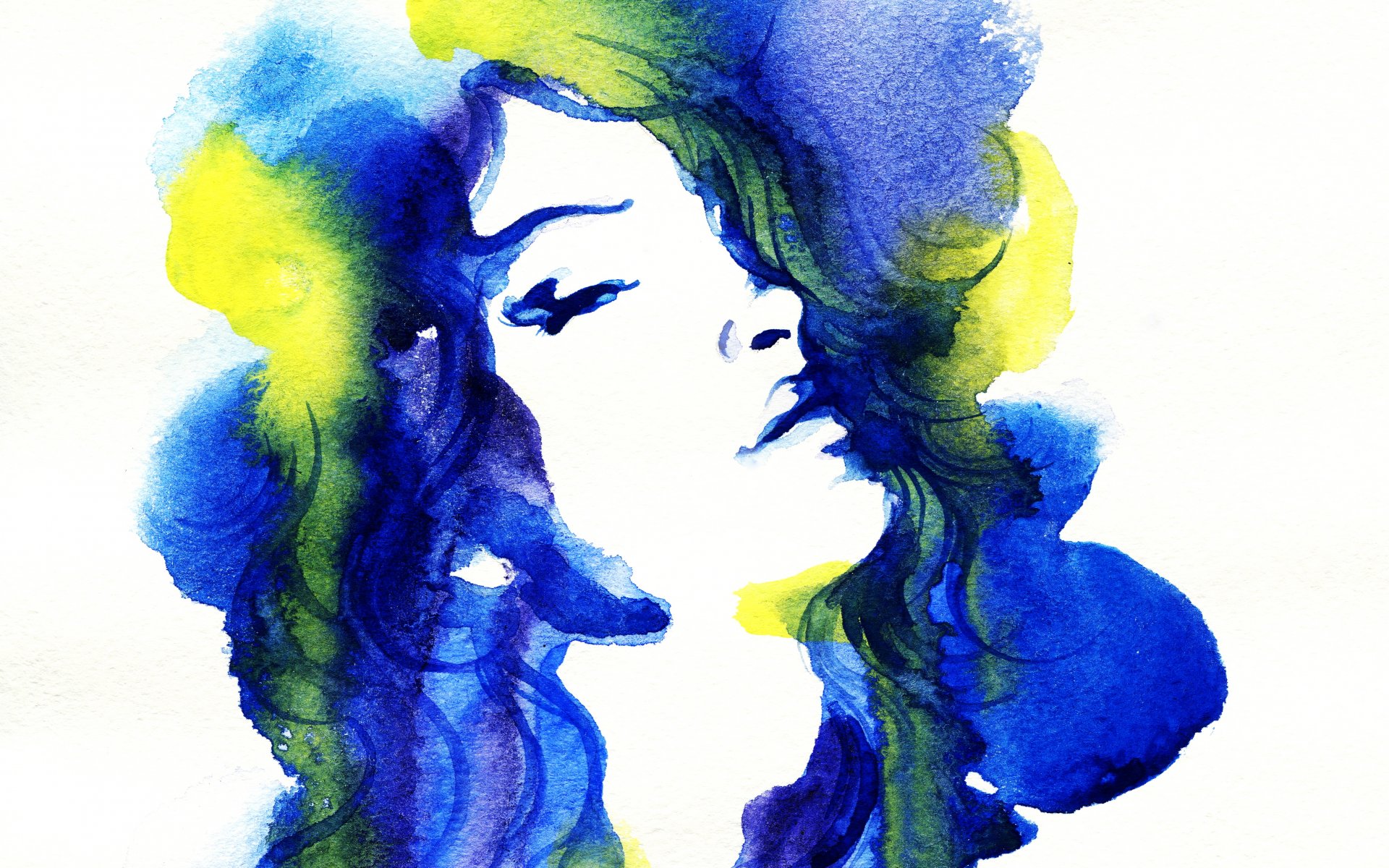 hintergrundbilder von lolita777 mädchen malerei aquarell porträt augen lippen bild bild blau gelb