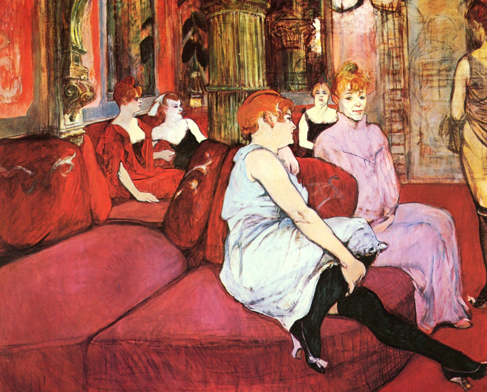 henri de toulouse-lautrec the salon in the rue des moulins pattern genre interior sofa salon