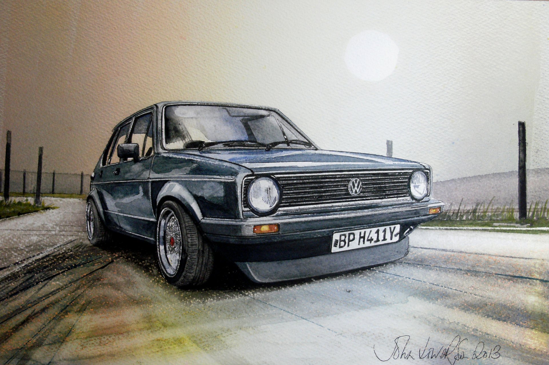 vw volkswagen golf ii gti pintura dibujo