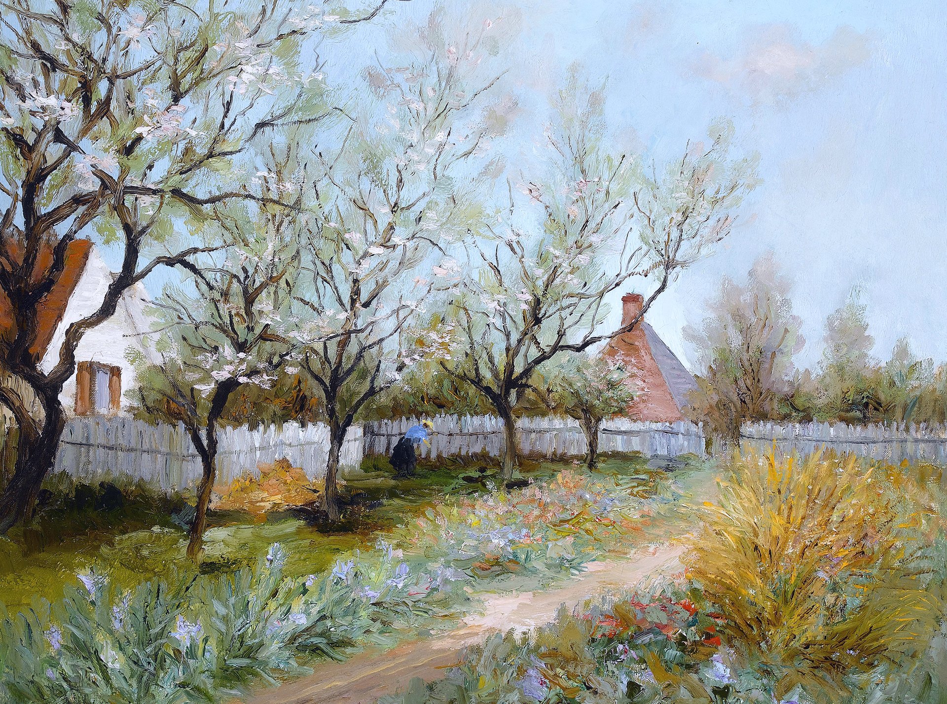 marcel dief jardin de printemps peinture paysage cour maison