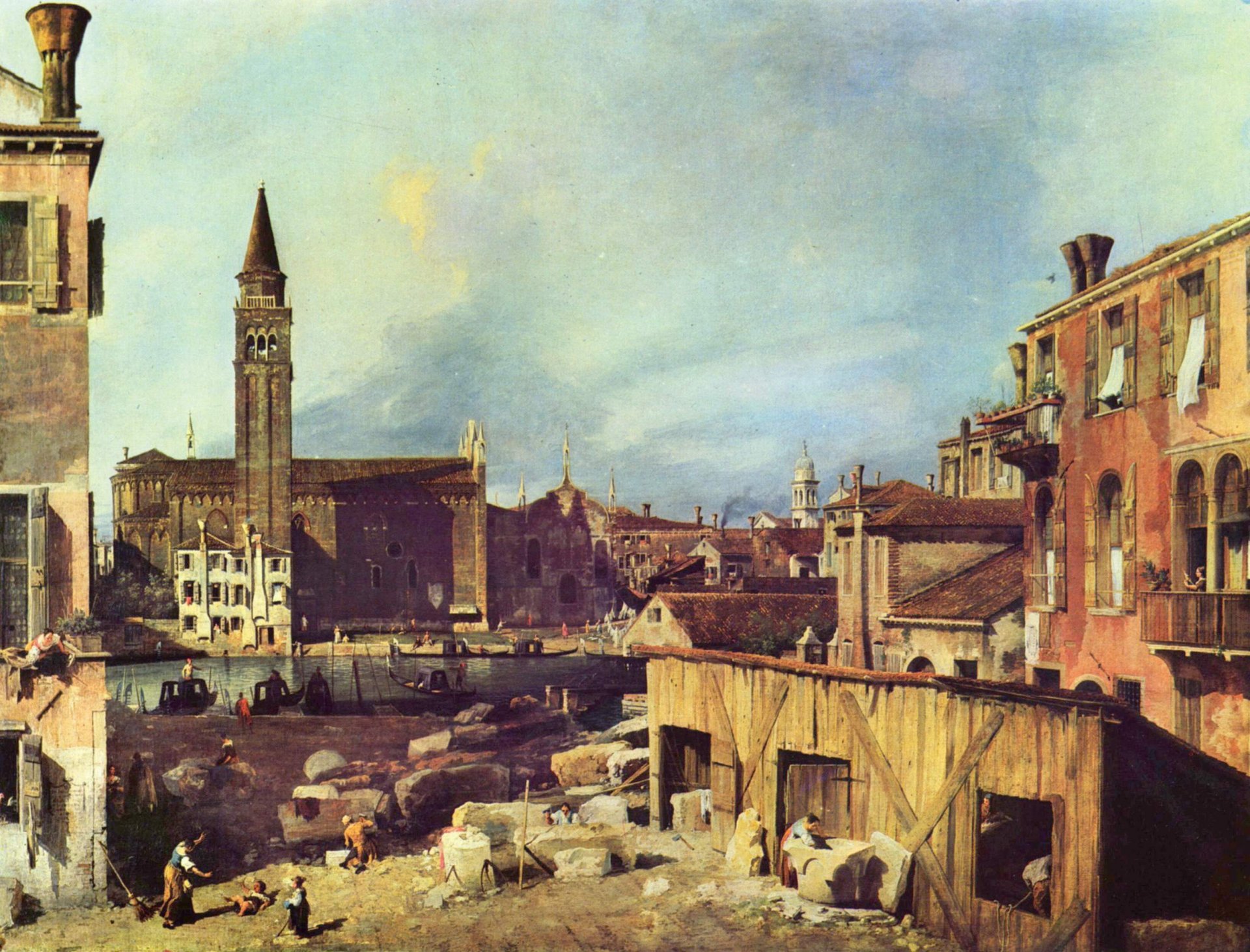 antonio canaletto antonio canale edifici venezia italia cortile in officina scalpellino