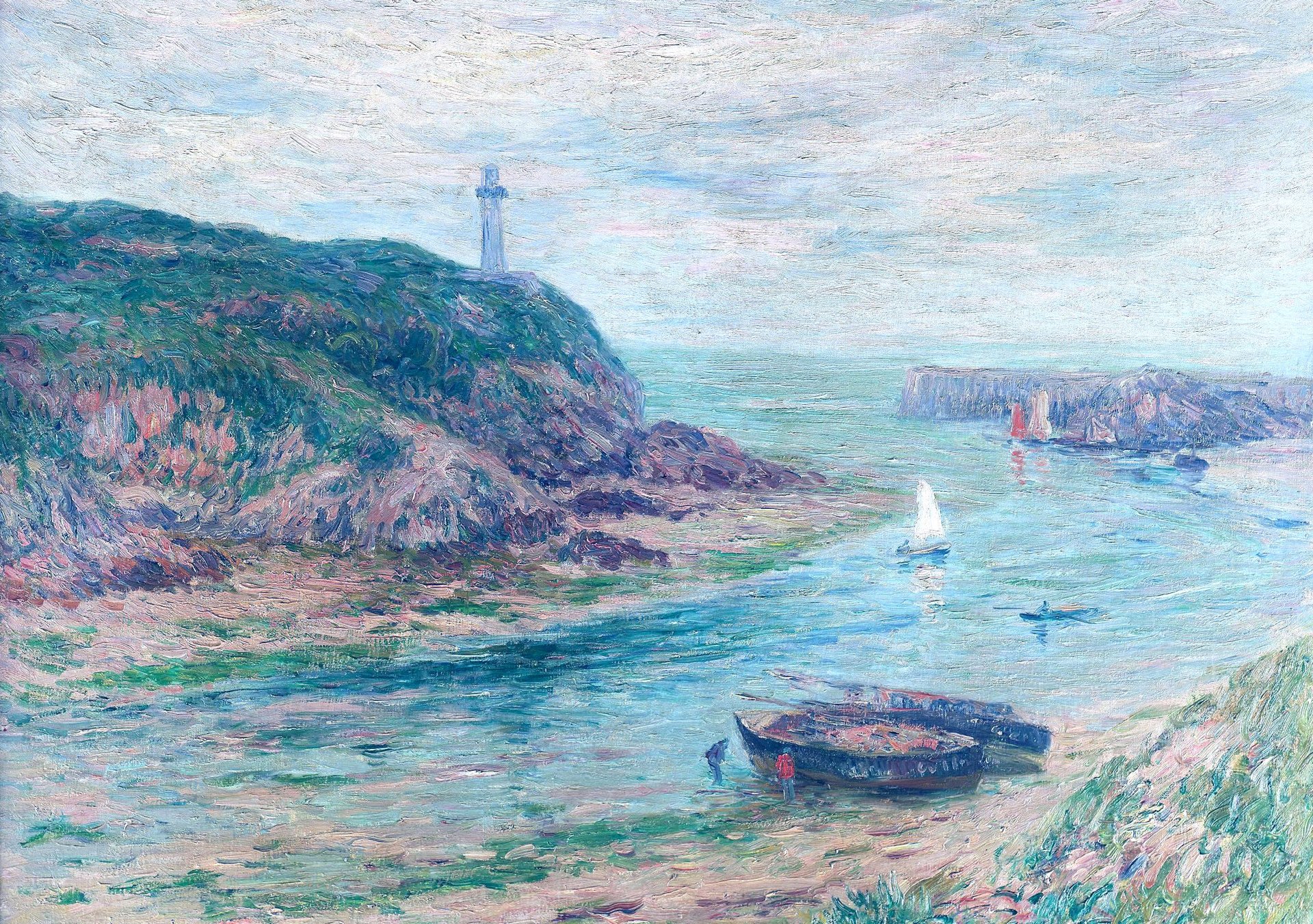 henri moret clohars-carnoët tide pattern landscape rock sea gulf boat sail lighthouse