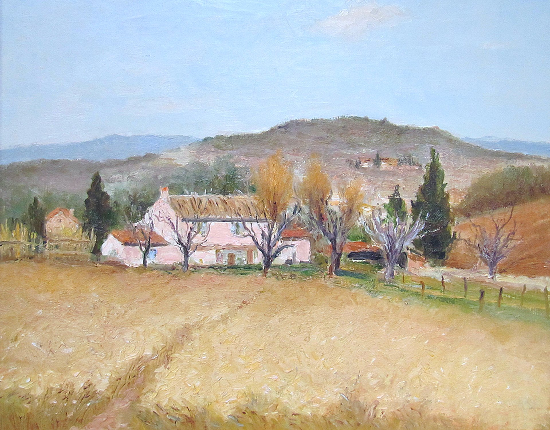 marcel dif casa rosa in provenza pittura paesaggio montagne campo