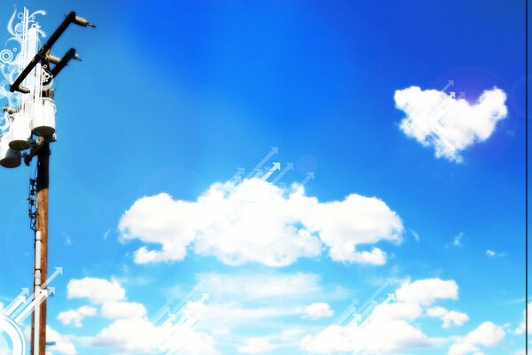 Landscape of sky and clouds with arrows