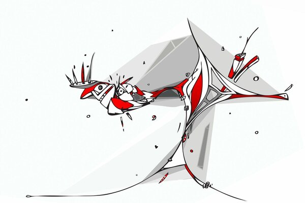 Abstract image of gray, red and white colors