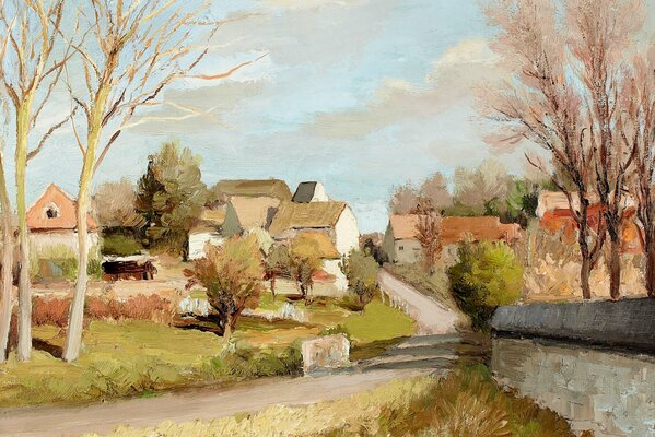 Drawing spring in the village