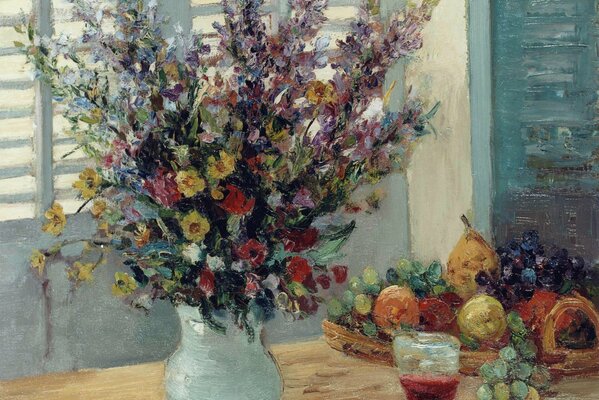 Still life and field bouquet painting