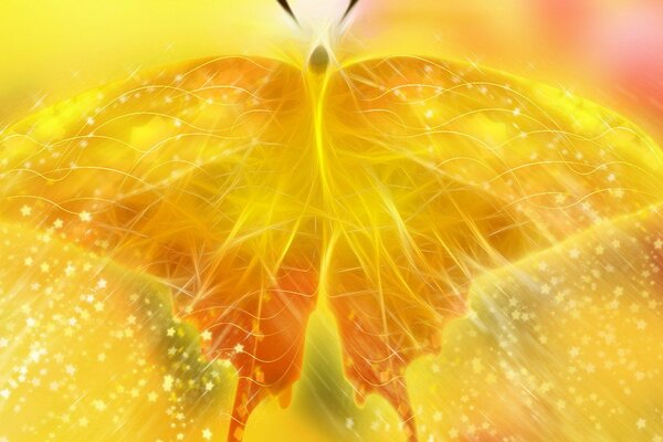 Art abstrait papillon jaune