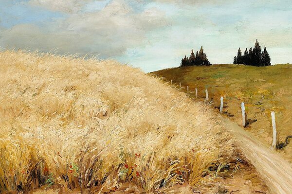 Marcel Dif. Paesaggio con campo di grano