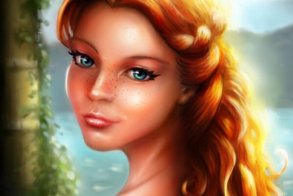 Cartoon girl with freckles