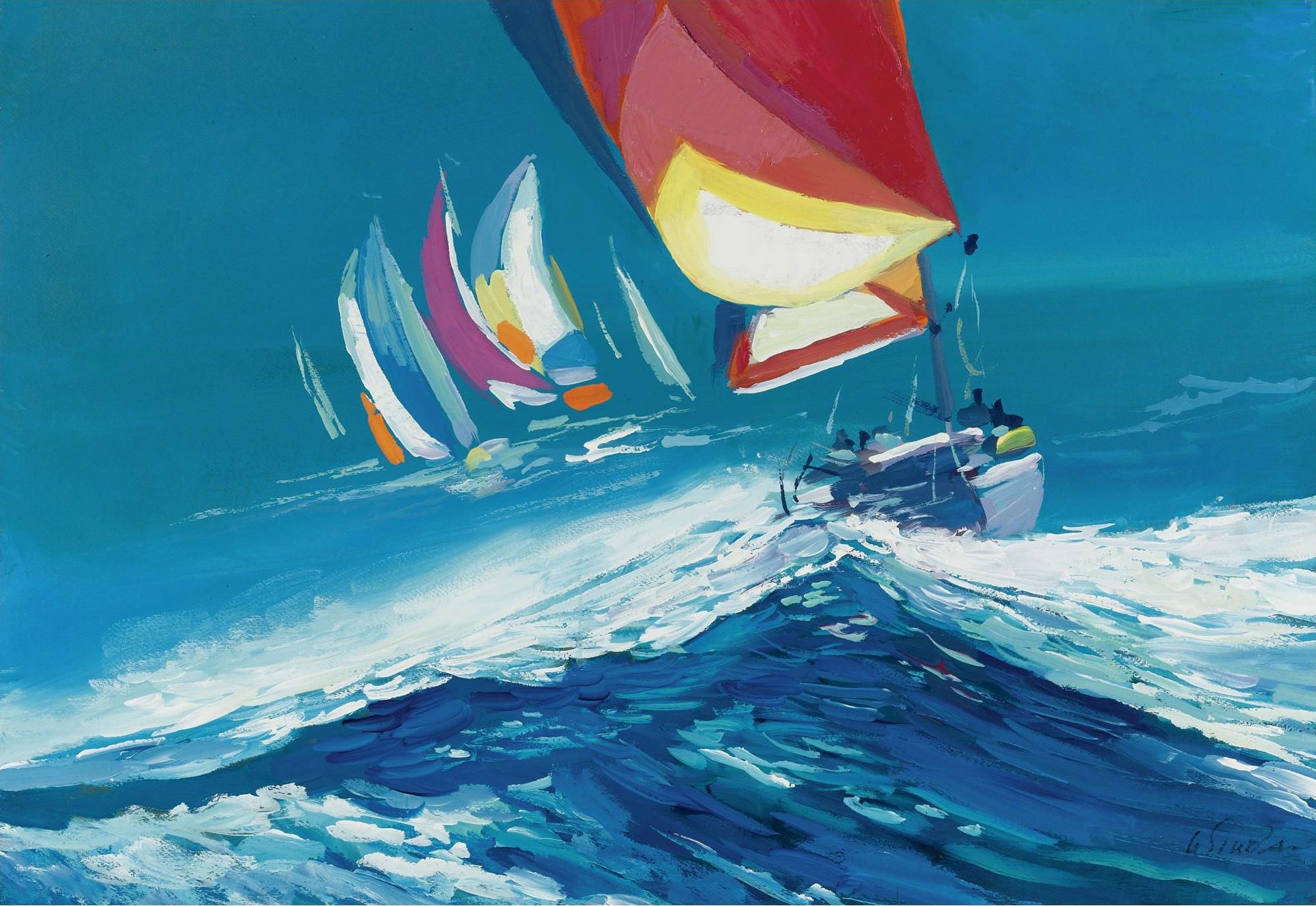 nicola simbari flurry pattern sea wind waves yacht regatta sail