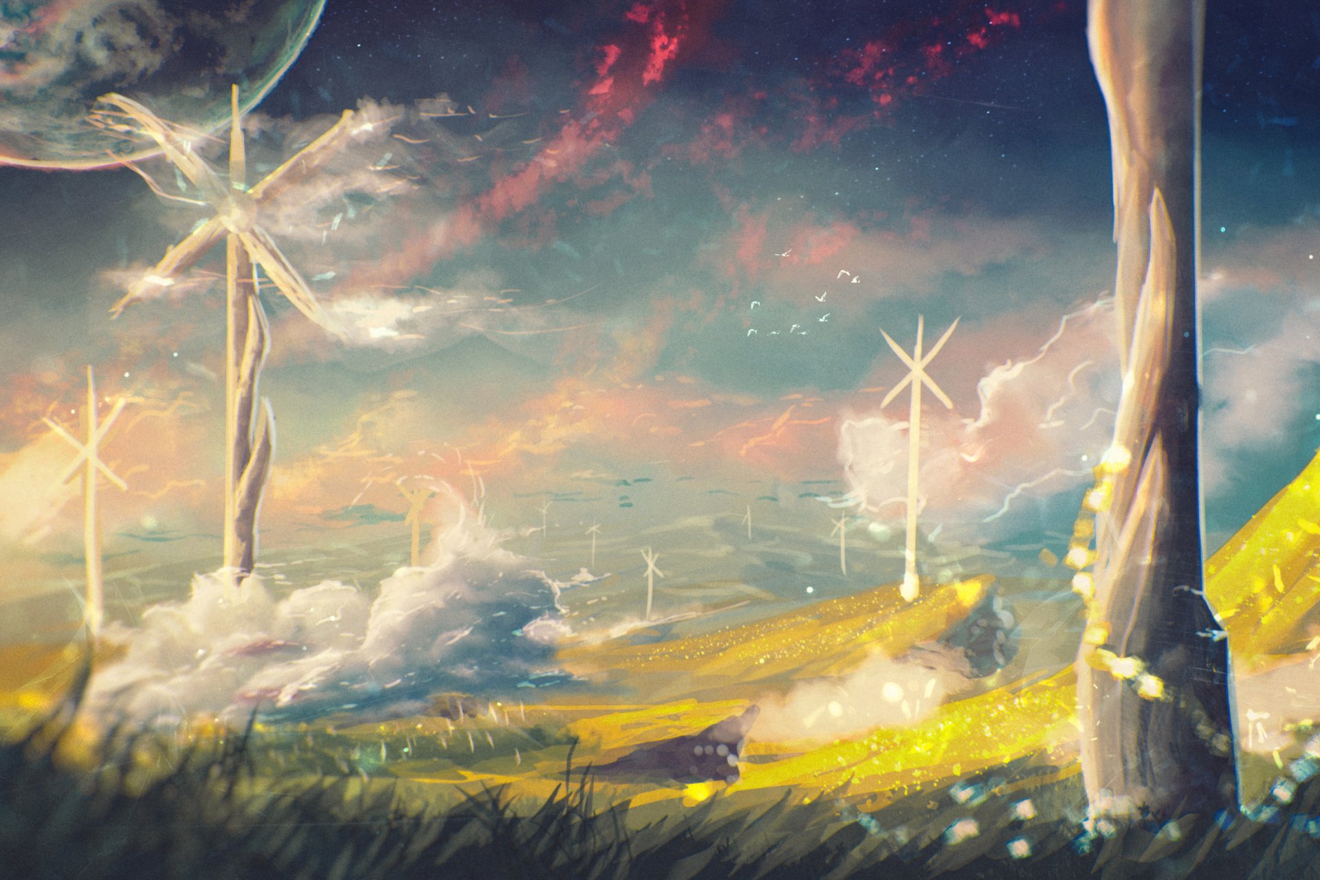 the field wind grass sky planet