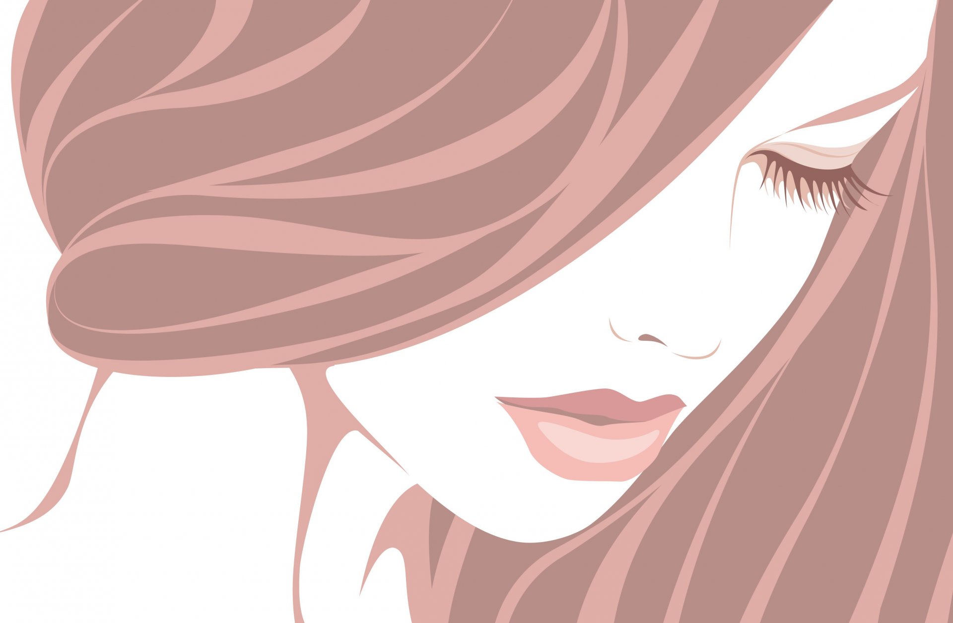 girl eyes closed eyelash hair vector