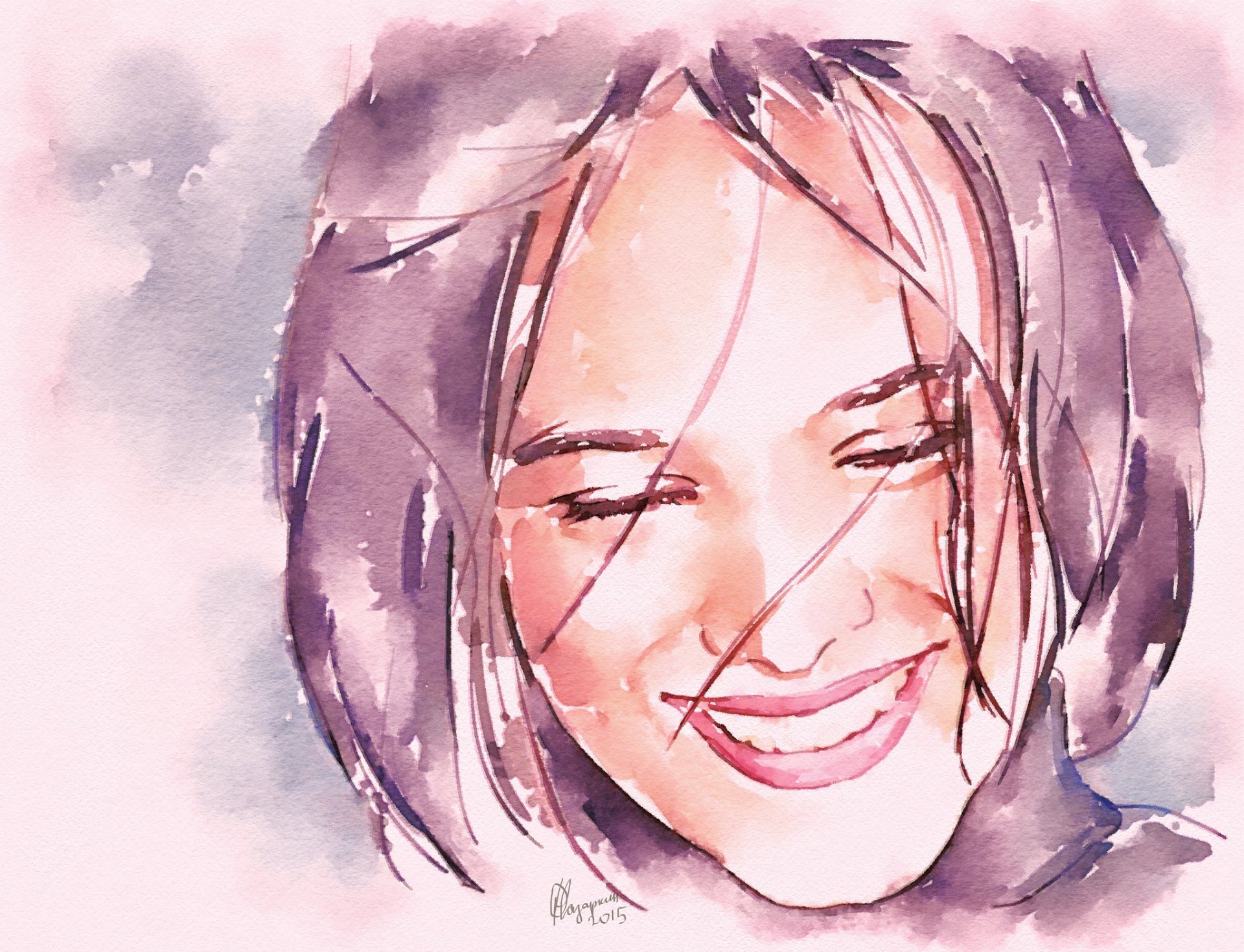 alizé chanteuse visage sourire aquarelle