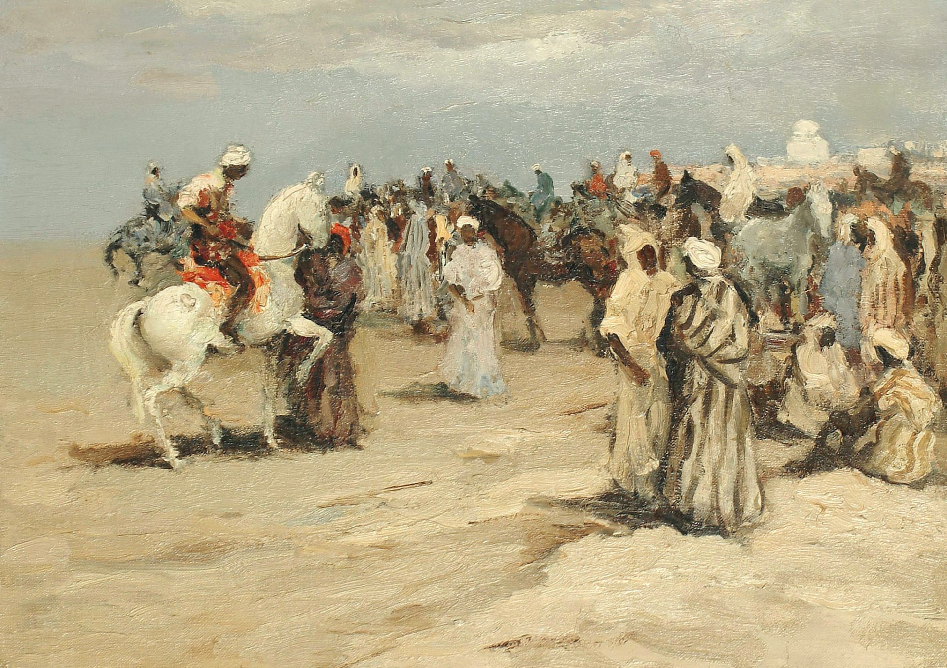 marcel dief les cavaliers arabes à taroudant peinture genre people