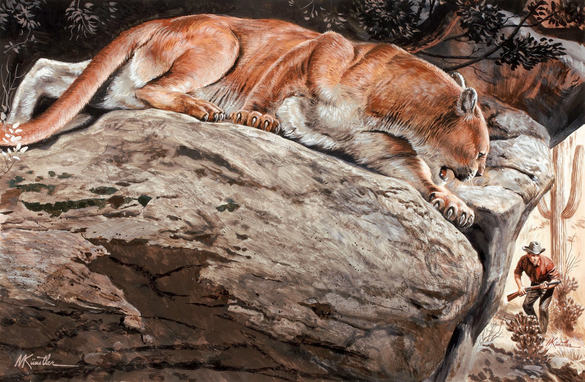 mort künstler puma puma león de montaña gato salvaje depredador piedras cazador naturaleza