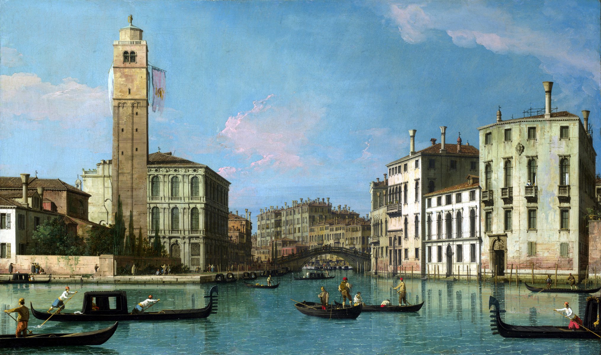 canaletto venise: entrée à cannaregio peinture venise maison paysage canal bateau