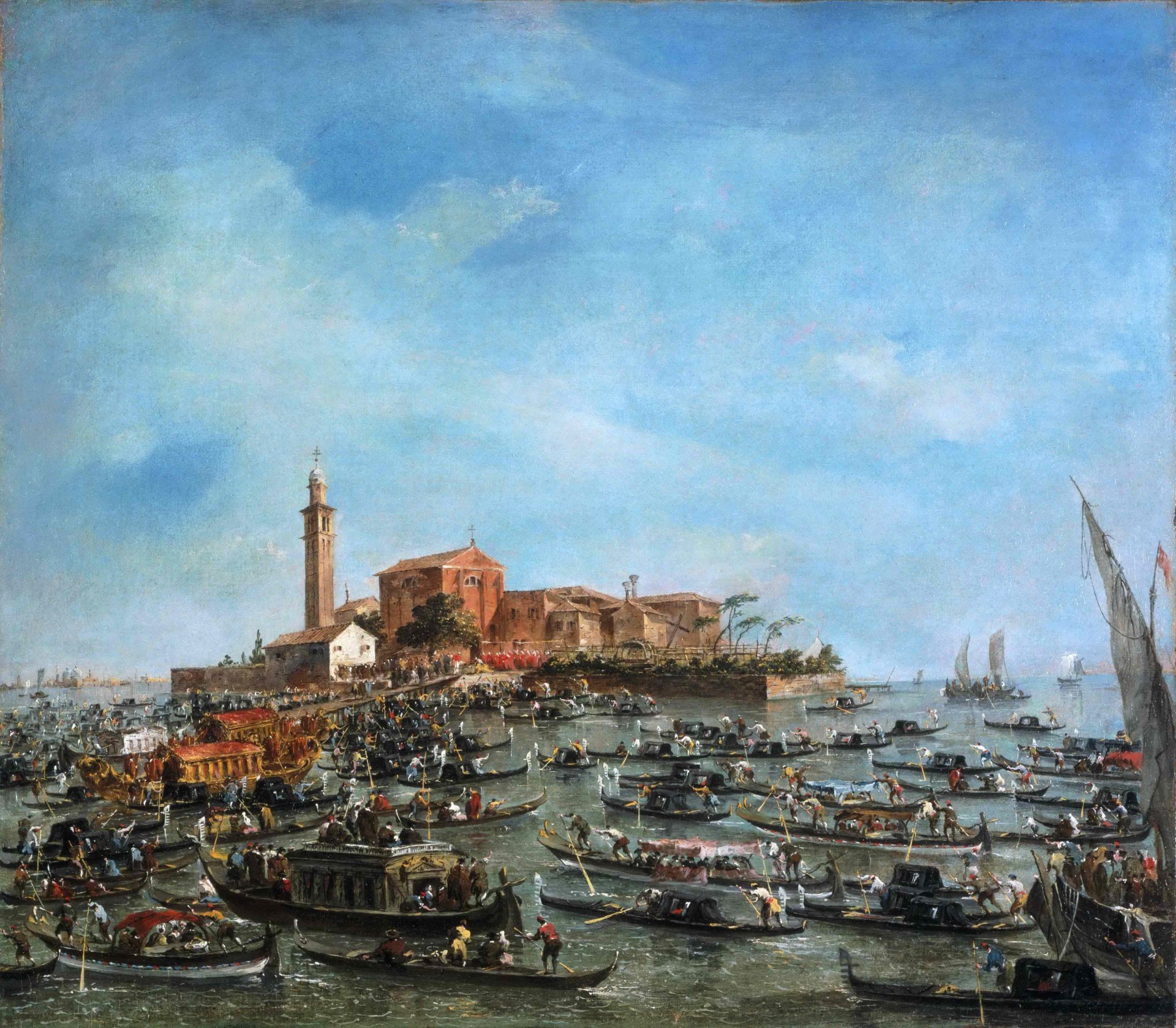 pintura cielo barcos mar canal góndola ciudad venecia francesco guardi