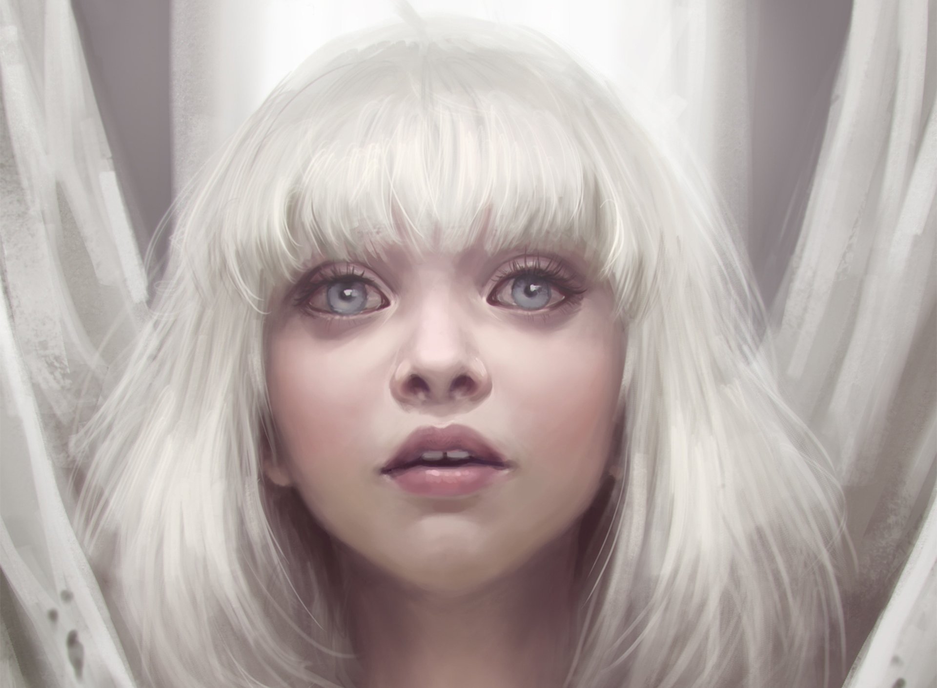 fille vue cheveux blancs art yeux ziegler sia