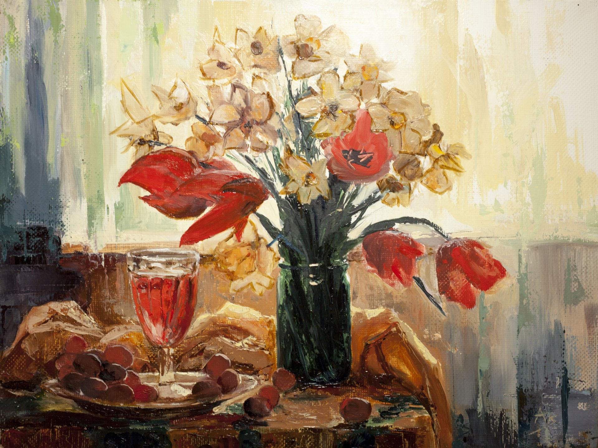 kunst tulpen im glas