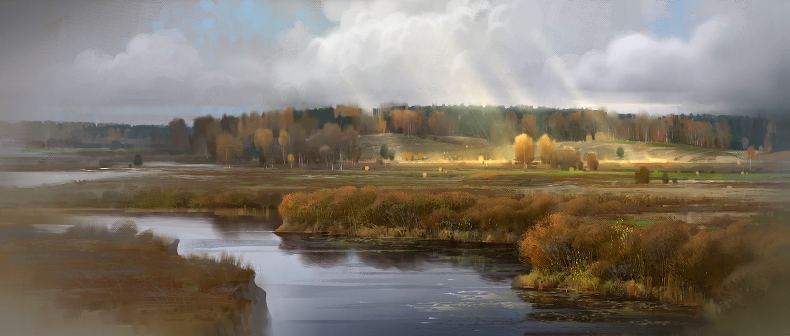 field rus river russia river forest art landscape