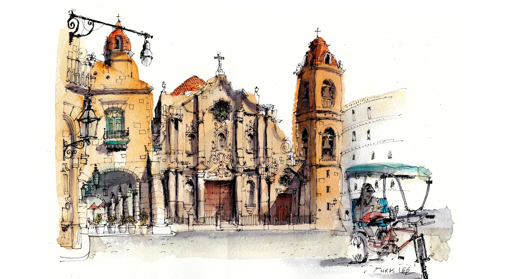 l avana cuba cattedrale casa strada disegno vernice