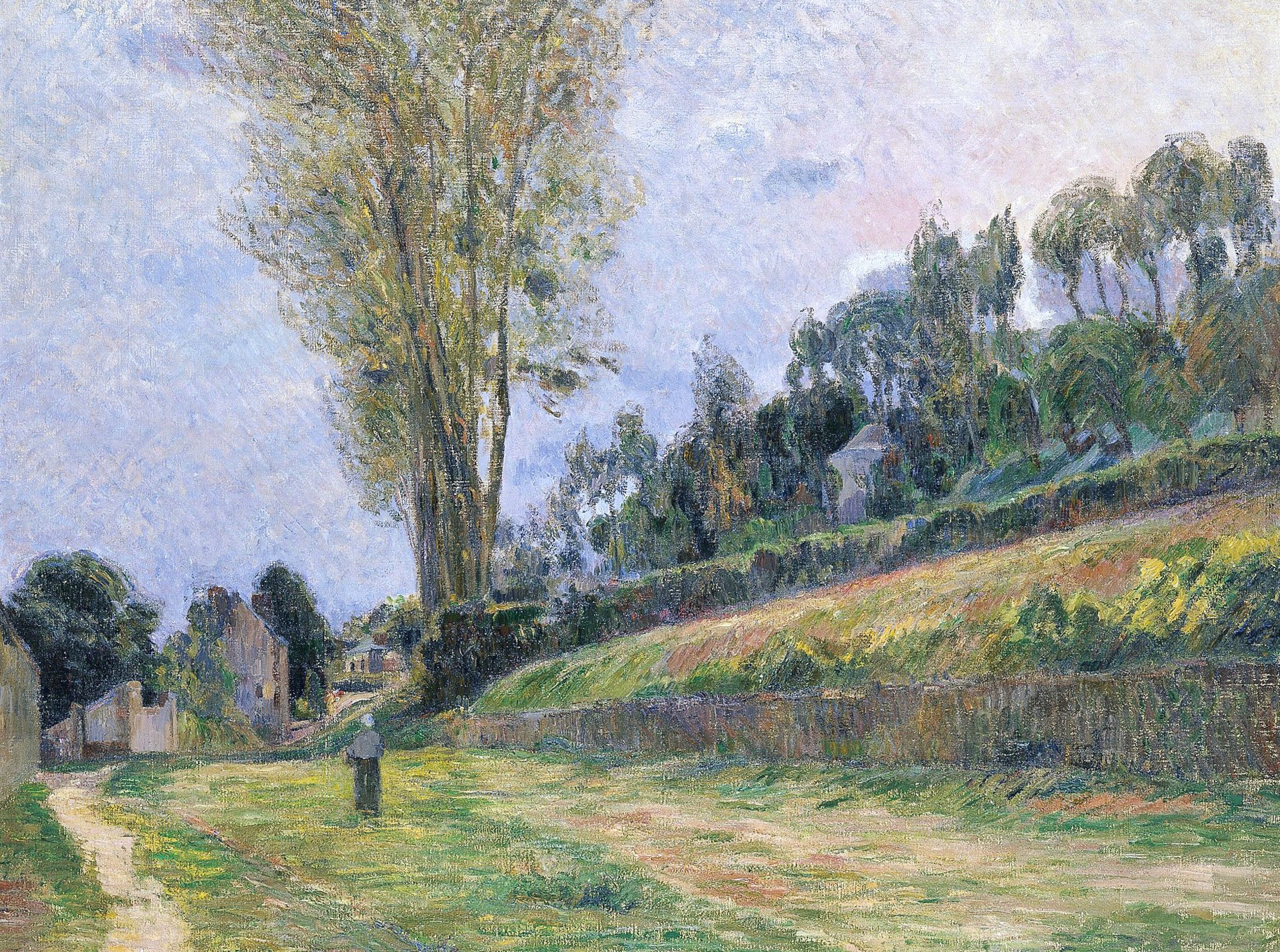 paul gauguin street in rouen pattern landscape path slope tree