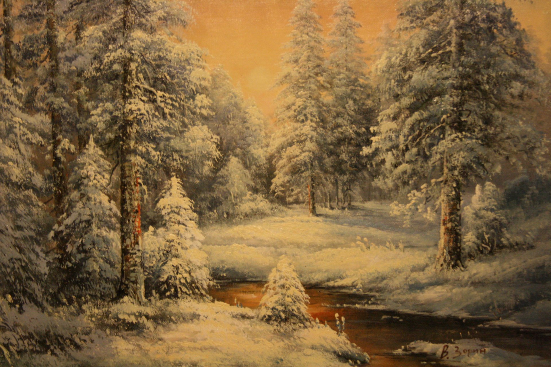 background wallpaper painting zorin winter forest winter snow frost cool new year