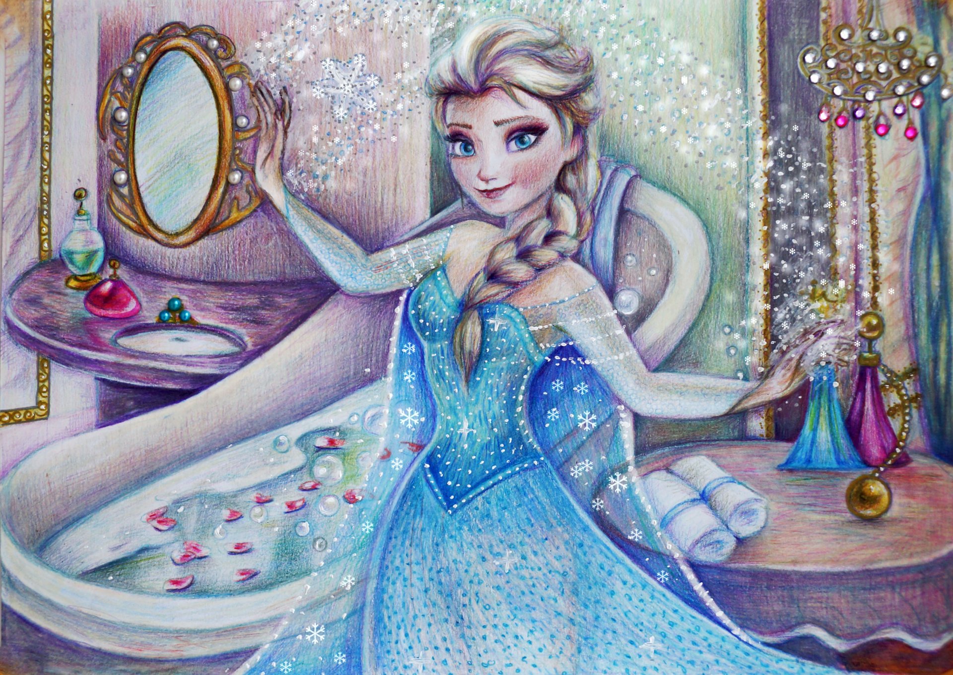 coeur froid congelé disney elsa fille art robe dessin