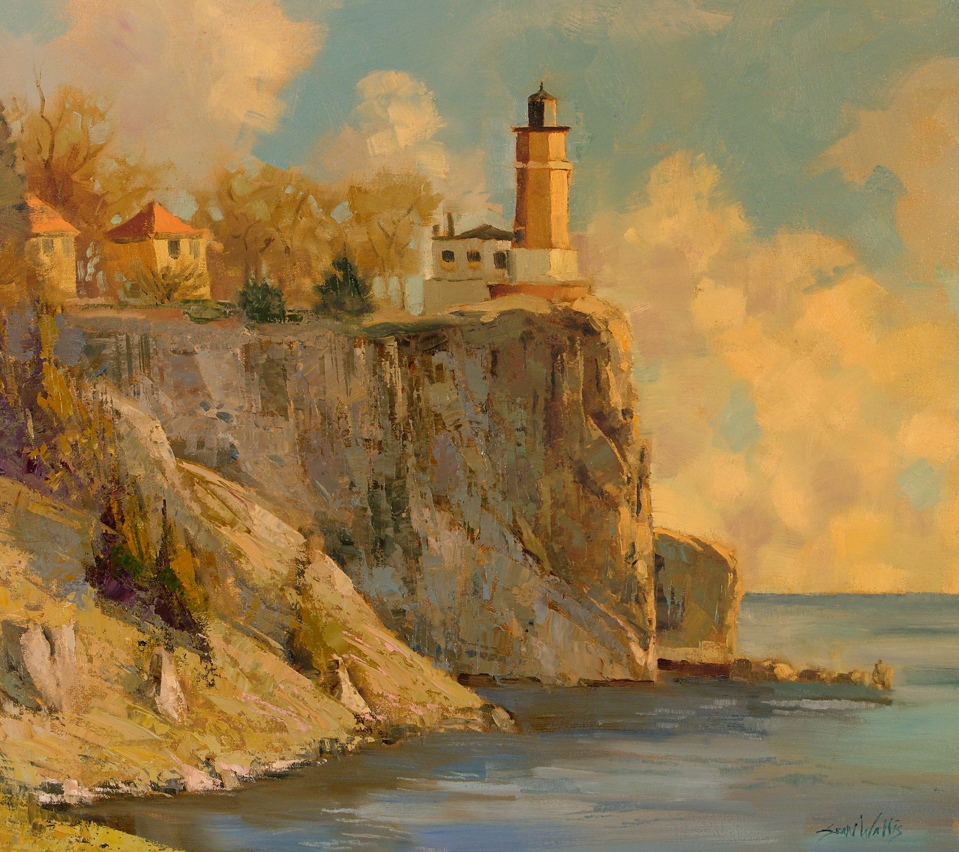 painting oil painting lighthouse sea