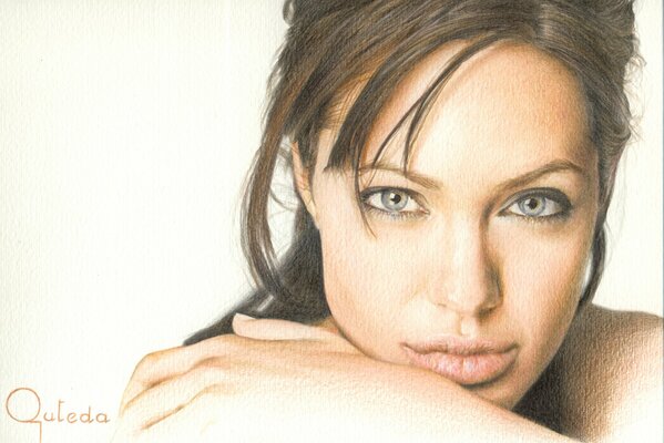 Dibujo gráfico a lápiz de Angelina Jolie