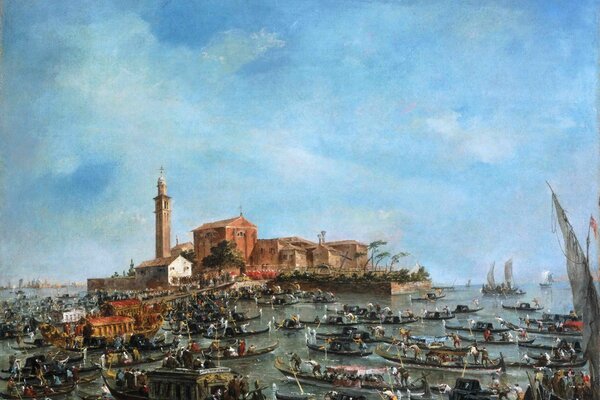 Gondolas sailed to the city of Venice