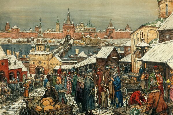 New Year s Fair near the Kremlin walls