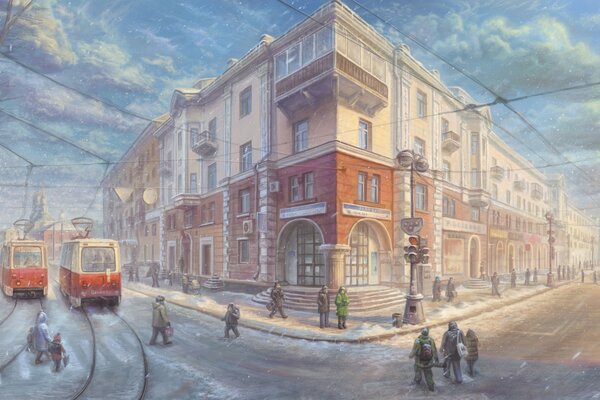 Paisaje urbano de invierno de San Petersburgo