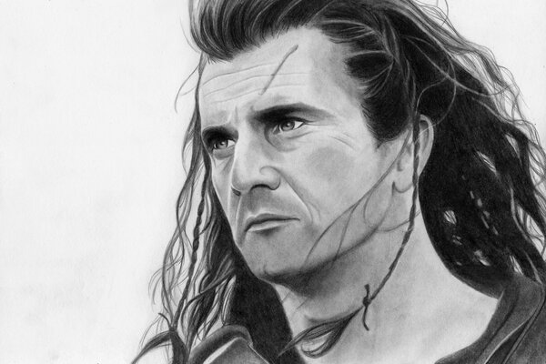 Dibujo a lápiz. Mel Gibson