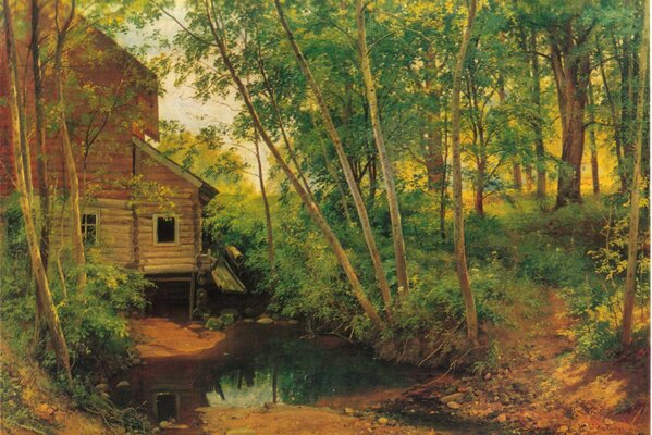 A mill in the forest. Painting Shishkin 1897