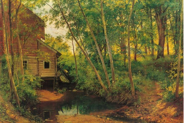 Moulin dans la forêt. Peinture Shishkin 1897