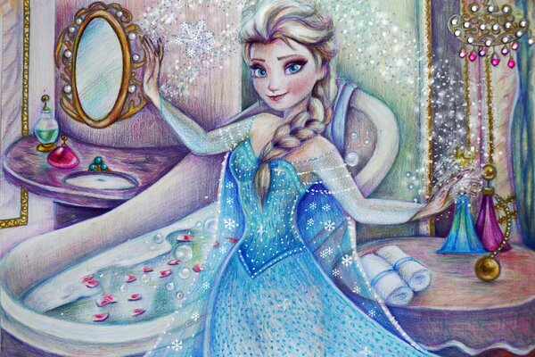 Chica Elsa de dibujos animados corazón frío