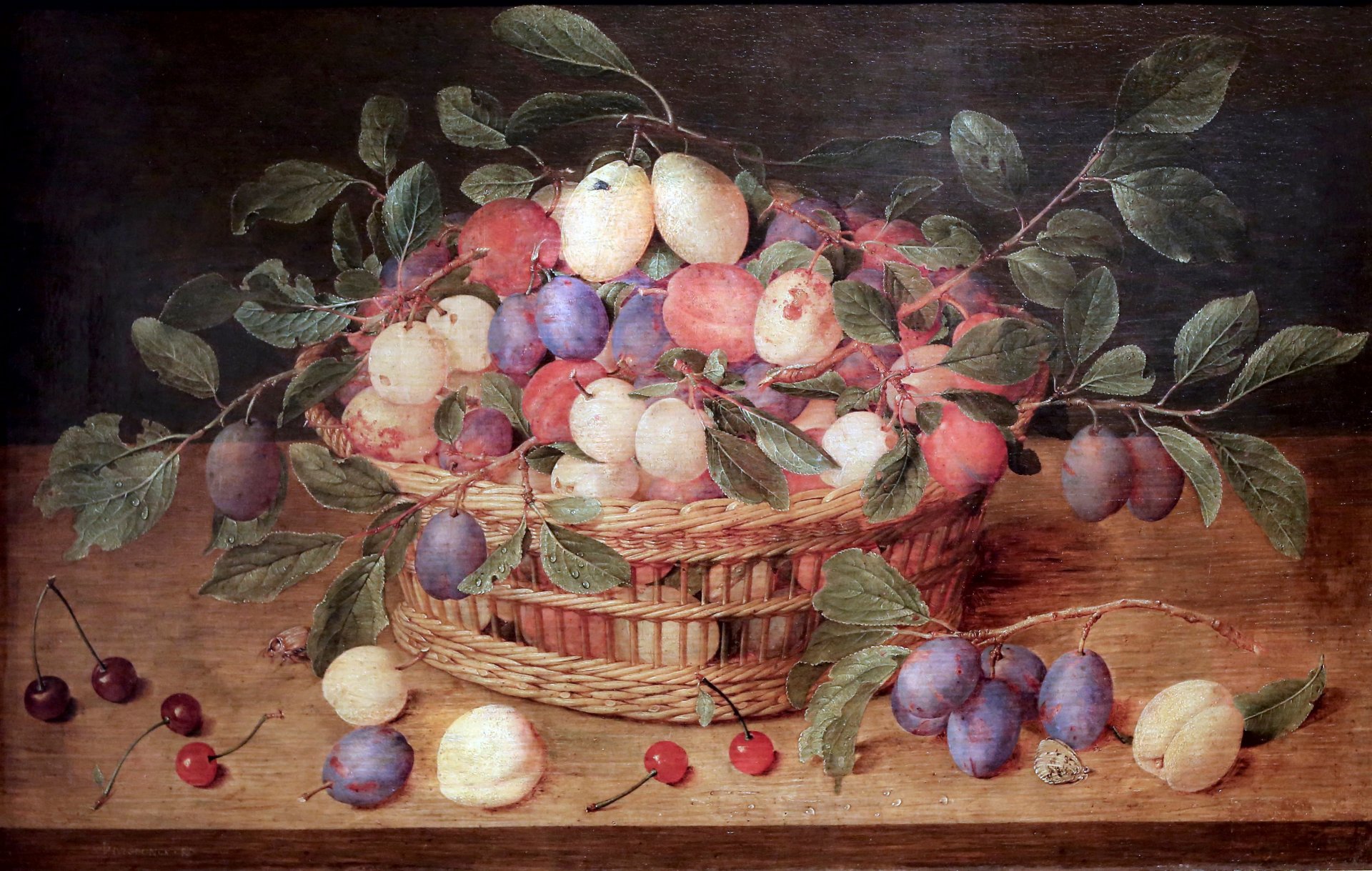 jacques van hulsdonck amberes cesta de ciruelas y cerezas