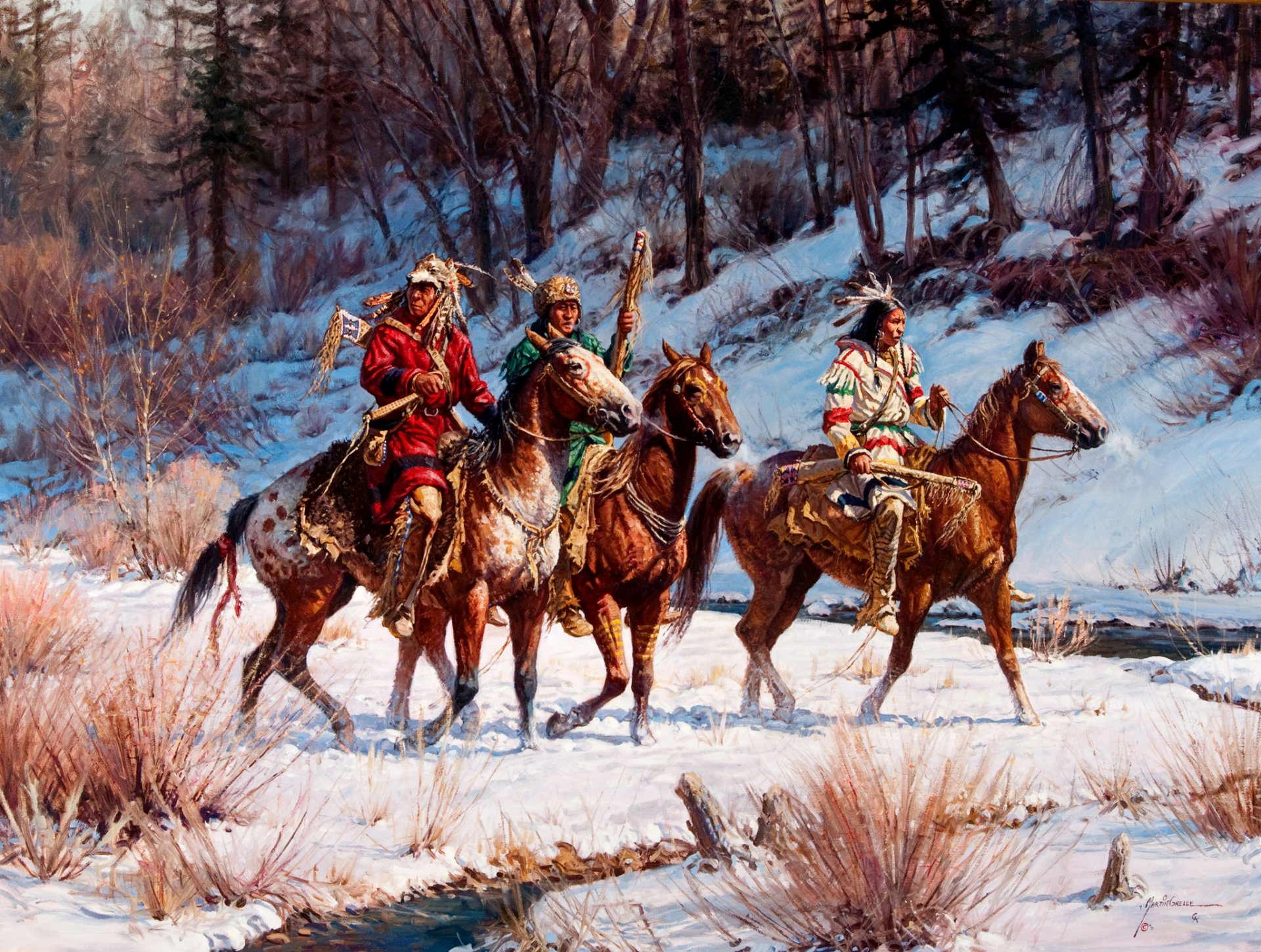 martin grelle on a winter quest pattern landscape winter watch indians horse forest creek