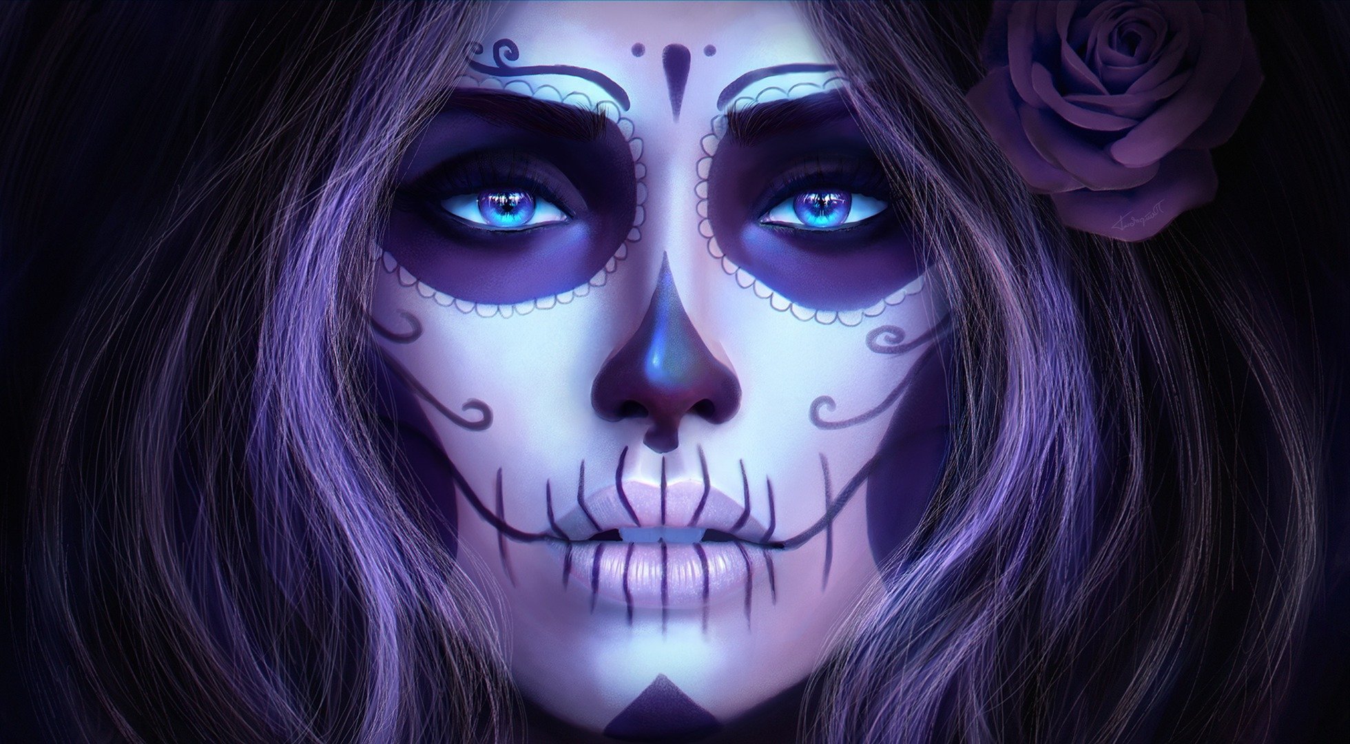 dia de los muertos visage fille vue art