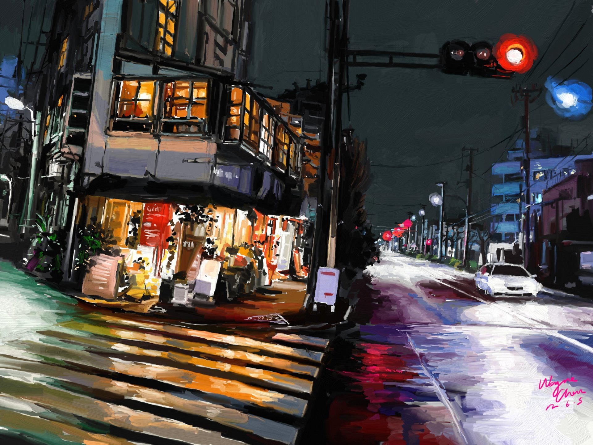 art shitub52 tokyo town night lights road