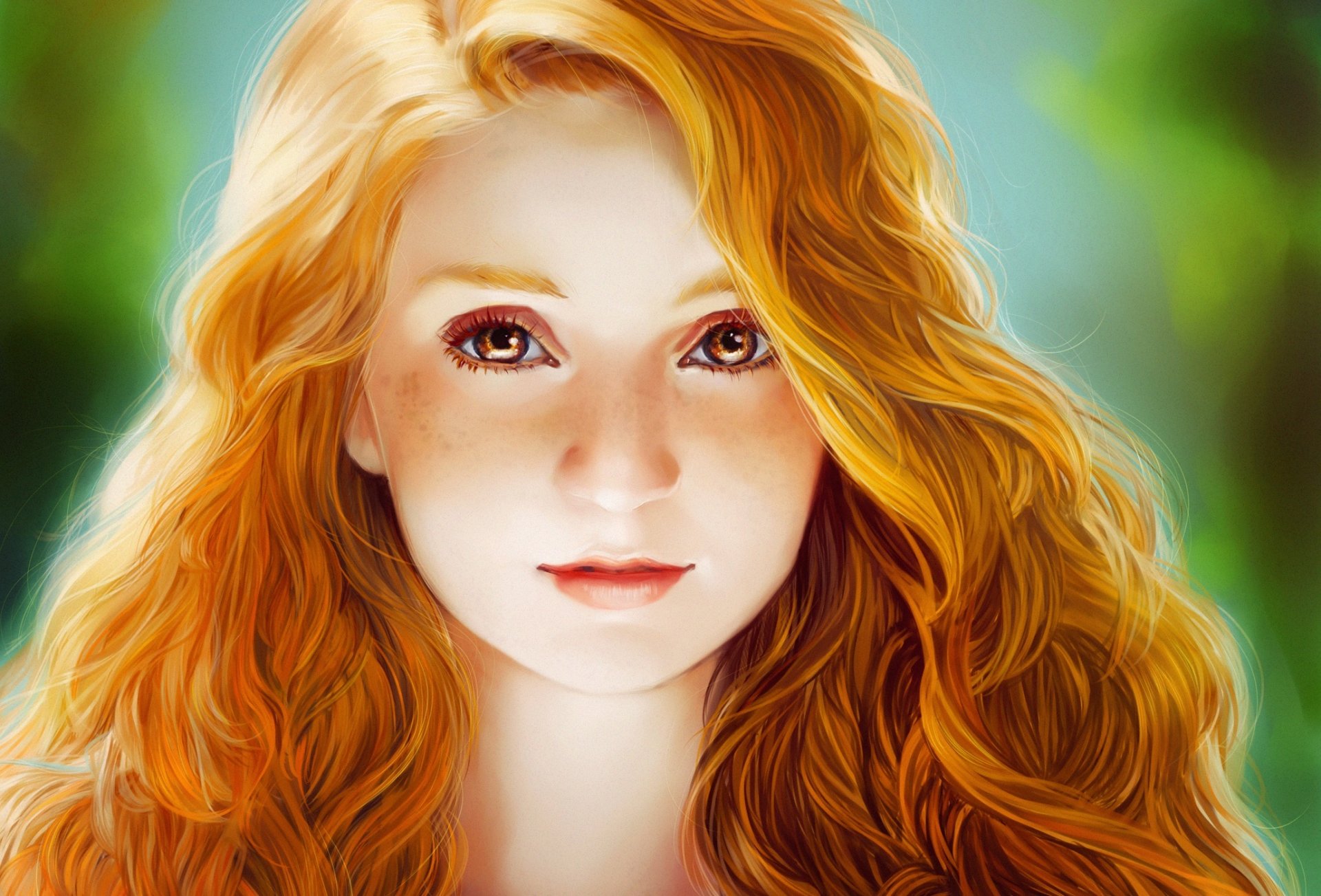 fille rousse visage cheveux yeux regard