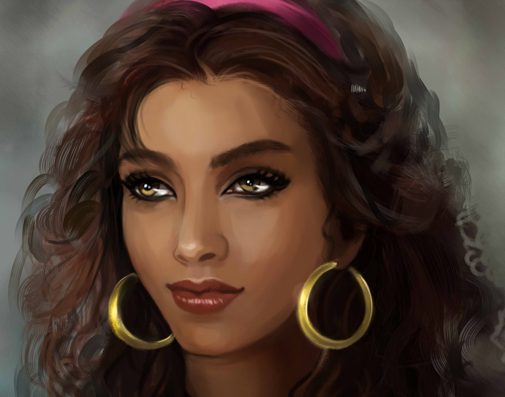 esmeralda adult art gypsy face earrings hair view